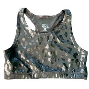 Justice Girls Black Animal Print Sports Bra 10